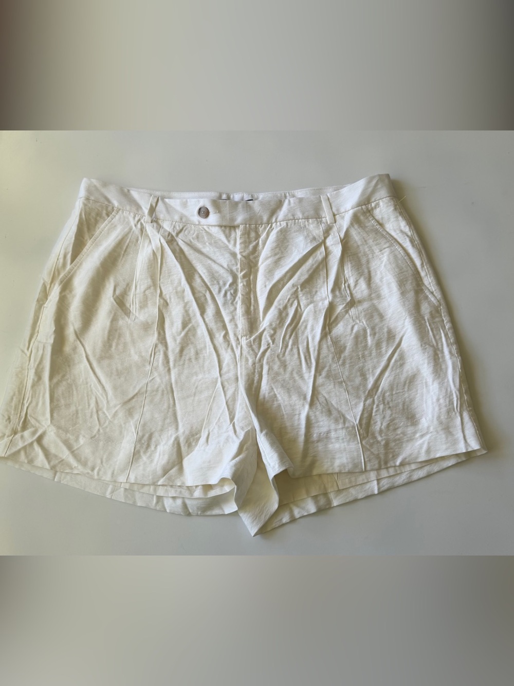 Banana Republic Ivory Rayon Blend FullyLined Pleated-Front Shorts Resort Wear 18